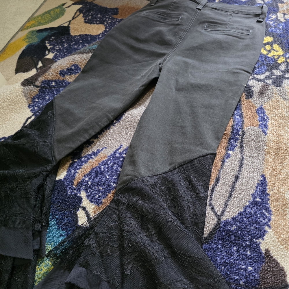 Free People Black Layered Lace Flare Jeans - Picture 4 of 9